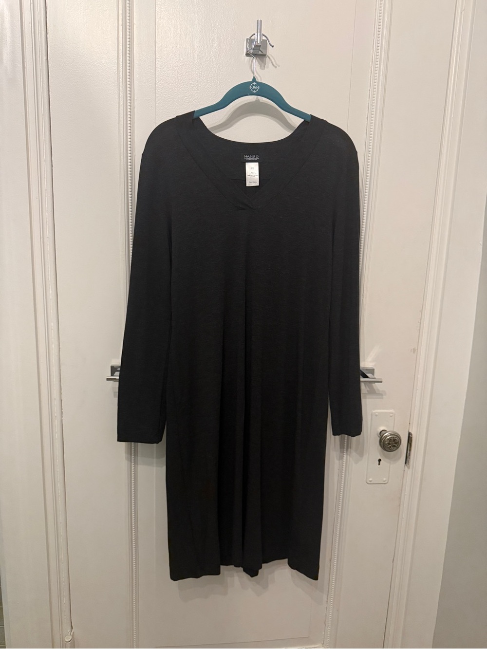 Hanro Switzerland Black Long Sleeve Sleep Dress Nightgown XS